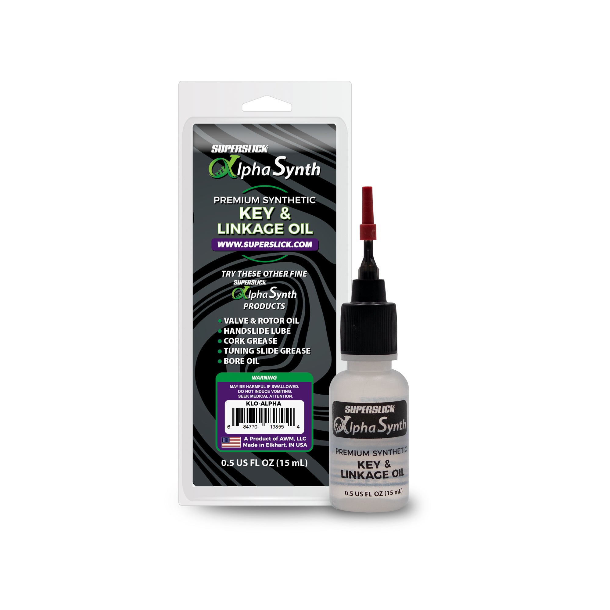 Superslick Alpha Synth Key & Linkage Oil Premium Synthetic .5 oz needle oiler