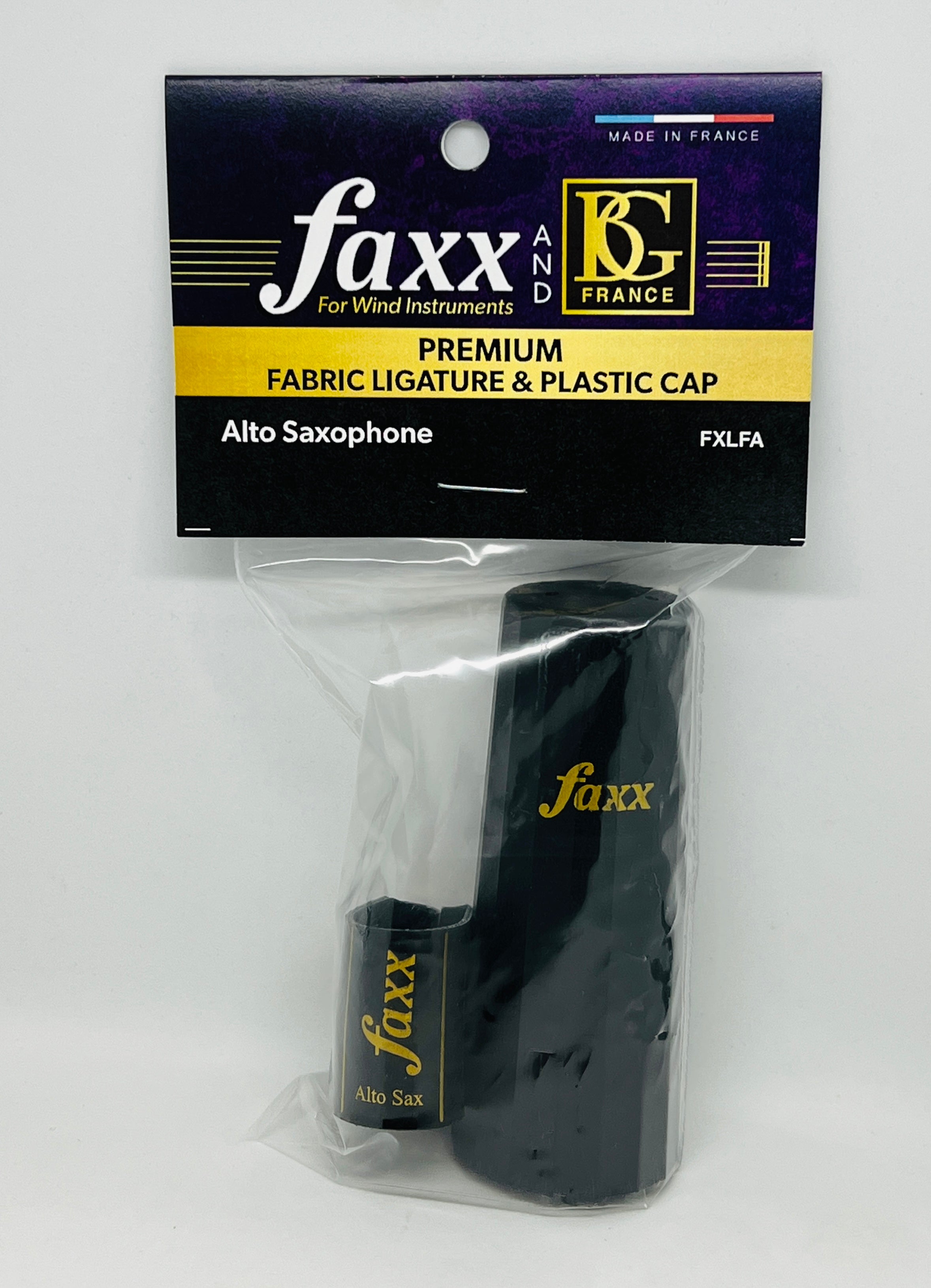 FAXX Alto Saxophone Ligature BG Flex Fabric Soft w/Cap Improved Resonance